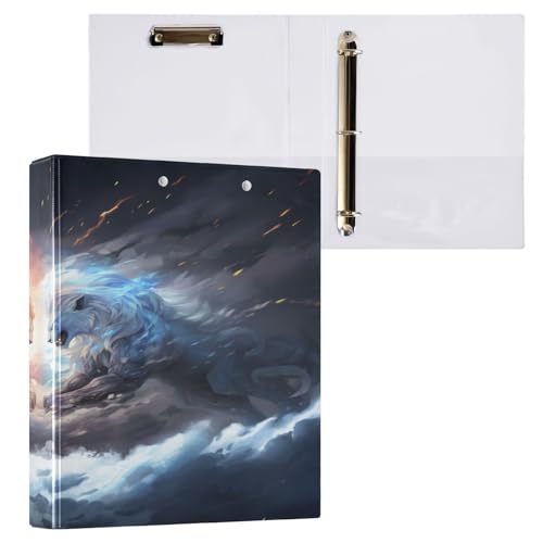Ringbuch mit 3 Ringen, 3,8 cm, mit Klemmbrett für Schul-/Bürobedarf, Feuer- und Eislöwen-Ordner, Organizer für 200 Blatt mit Innentaschen von OWFKAY