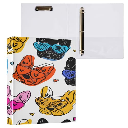Ringbuch mit 3 Ringen, 3,8 cm, mit Klemmbrett für Schul-/Bürobedarf, Hund, Liebe, Sonnenbrille, Muster, Aktenordner, Organizer, hält 200 Blatt mit Innentaschen, 1 Stück Ringbuch mit 3 Ringen, 3,8 cm, mit Klemmbrett für Schul-/Bürobedarf, Hund, Liebe, Sonnenbrille, Muster, Aktenordner, Organizer, hält 200 Blatt mit Innentaschen, 1 Stück von OWFKAY