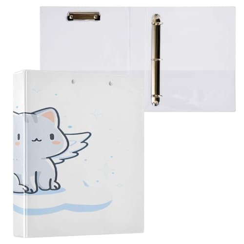 Ringbuch mit 3 Ringen, 3,8 cm, mit Klemmbrett für Schul-/Bürobedarf, Katzenflügel, Aktenordner, Organizer, hält 200 Blatt mit Innentaschen, 1 Stück Ringbuch mit 3 Ringen, 3,8 cm, mit Klemmbrett für Schul-/Bürobedarf, Katzenflügel, Aktenordner, Organizer, hält 200 Blatt mit Innentaschen, 1 Stück von OWFKAY