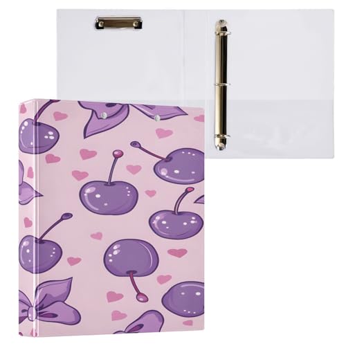 Ringbuch mit 3 Ringen, 3,8 cm, mit Klemmbrett für Schul-/Bürobedarf, Kirschen mit Schleifen, Aktenaufbewahrung, Ordner, Organizer, hält 200 Blatt mit Innentaschen von OWFKAY