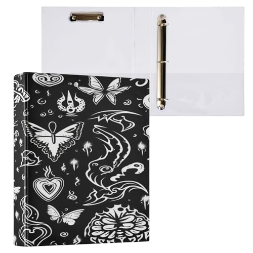 Ringbuch mit 3 Ringen, 3,8 cm, mit Klemmbrett für Schul-/Bürobedarf, Schmetterling mit Herzform, Ordner, Organizer, hält 200 Blatt mit Innentaschen von OWFKAY
