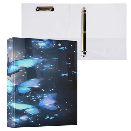 Ringbuch mit 3 Ringen, 3,8 cm, mit Klemmbrett für Schul-/Bürobedarf, Schmetterlinge, Wald, Ordner, Organizer, hält 200 Blatt mit Innentaschen, 1 Stück von OWFKAY