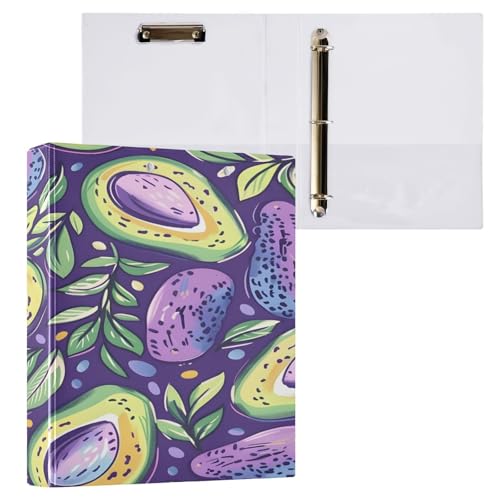 Ringbuch mit 3 Ringen, 3,8 cm, mit Klemmbrett für Schul-/Bürobedarf, Sommer, Avacado, Obst, Aktenordner, Organizer, hält 200 Blatt mit Innentaschen von OWFKAY