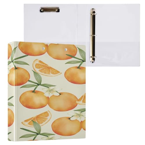 Ringbuch mit 3 Ringen, 3,8 cm, mit Klemmbrett für Schul-/Bürobedarf, Sommer, Orange, Ordner, Organizer, hält 200 Blatt, mit Innentaschen von OWFKAY