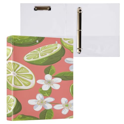 Ringbuch mit 3 Ringen, 3,8 cm, mit Klemmbrett für Schul-/Bürobedarf, Sommer-Zitronenblumen, Aktenordner, Organizer, hält 200 Blatt mit Innentaschen von OWFKAY