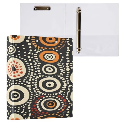 Ringbuch mit 3 Ringen, 3,8 cm, mit Klemmbrett für Schul-/Bürobedarf, Stoffmuster, Aborigines, Aktenordner, Organizer, hält 200 Blatt mit Innentaschen von OWFKAY