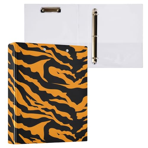 Ringbuch mit 3 Ringen, 3,8 cm, mit Klemmbrett für Schul-/Bürobedarf, Tiger-Druck, Hintergrund, Ordner, Organizer, hält 200 Blatt mit Innentaschen von OWFKAY