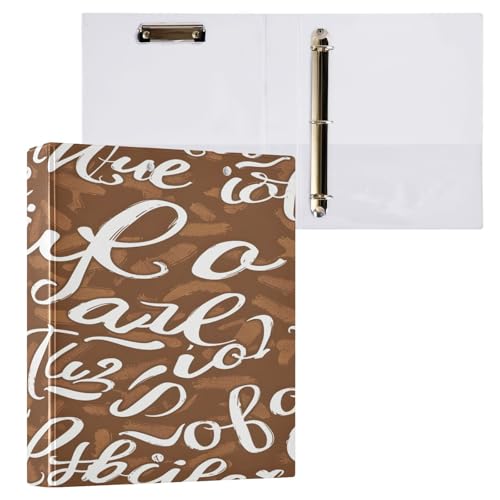 Ringbuch mit 3 Ringen, 3,8 cm, mit Klemmbrett für Schul-/Bürobedarf, abstrakte Wörter, Muster, Aktenordner, Organizer, hält 200 Blatt mit Innentaschen von OWFKAY