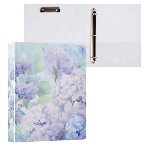 Ringbuch mit 3 Ringen, 3,8 cm, mit Klemmbrett für Schul-/Bürobedarf, blau, lila, Schmetterlings-Ordner, Organizer, hält 200 Blatt mit Innentaschen von OWFKAY