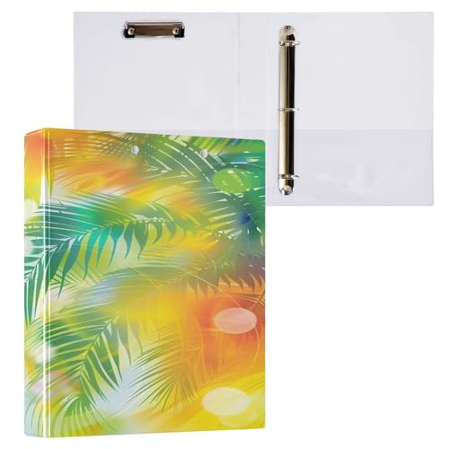 Ringbuch mit 3 Ringen, 3,8 cm, mit Klemmbrett für Schul-/Bürobedarf, bunt, glänzend, Sommer-Aktenordner, Organizer, hält 200 Blatt mit Innentaschen von OWFKAY