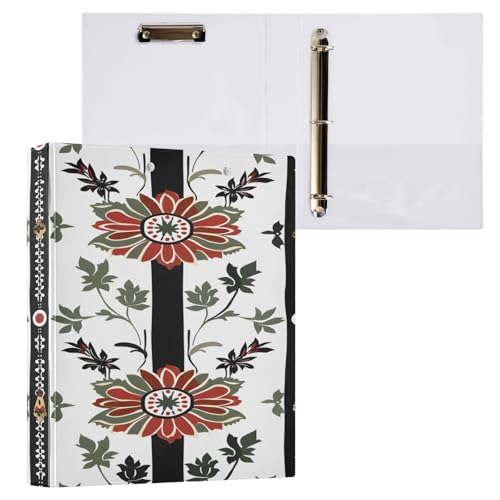 Ringbuch mit 3 Ringen, 3,8 cm, mit Klemmbrett für Schul-/Bürobedarf, gestreift, nationaler Stil, Muster, Aktenordner, Organizer, hält 200 Blatt mit Innentaschen von OWFKAY
