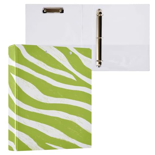 Ringbuch mit 3 Ringen, 3,8 cm, mit Klemmbrett für Schul-/Bürobedarf, grünes Zebramuster, Aktenordner, Organizer, hält 200 Blatt mit Innentaschen, 1 Stück Ringbuch mit 3 Ringen, 3,8 cm, mit Klemmbrett für Schul-/Bürobedarf, grünes Zebramuster, Aktenordner, Organizer, hält 200 Blatt mit Innentaschen, 1 Stück von OWFKAY