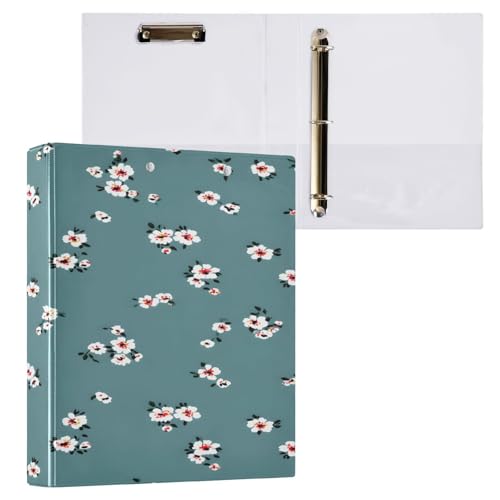 Ringbuch mit 3 Ringen, 3,8 cm, mit Klemmbrett für Schul-/Bürobedarf, klein, weißes Blumenmuster, Aktenordner, Organizer, hält 200 Blatt mit Innentaschen, 1 Stück Ringbuch mit 3 Ringen, 3,8 cm, mit Klemmbrett für Schul-/Bürobedarf, klein, weißes Blumenmuster, Aktenordner, Organizer, hält 200 Blatt mit Innentaschen, 1 Stück von OWFKAY