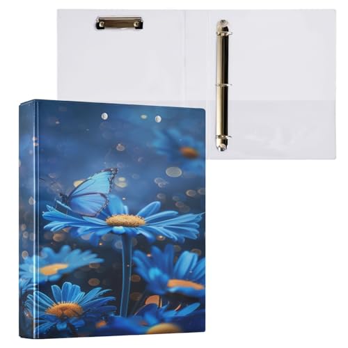 Ringbuch mit 3 Ringen, 3,8 cm, mit Klemmbrett für Schul-/Bürobedarf, realistische blaue Schmetterlinge, Aktenordner, Organizer, hält 200 Blatt mit Innentaschen Ringbuch mit 3 Ringen, 3,8 cm, mit Klemmbrett für Schul-/Bürobedarf, realistische blaue Schmetterlinge, Aktenordner, Organizer, hält 200 Blatt mit Innentaschen von OWFKAY
