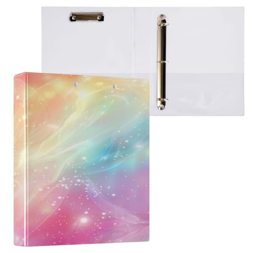 Ringbuch mit 3 Ringen, 3,8 cm, mit Klemmbrett für Schul-/Bürobedarf, träumerisch leuchtendes Licht, Aktenordner, Organizer, hält 200 Blatt mit Innentaschen von OWFKAY