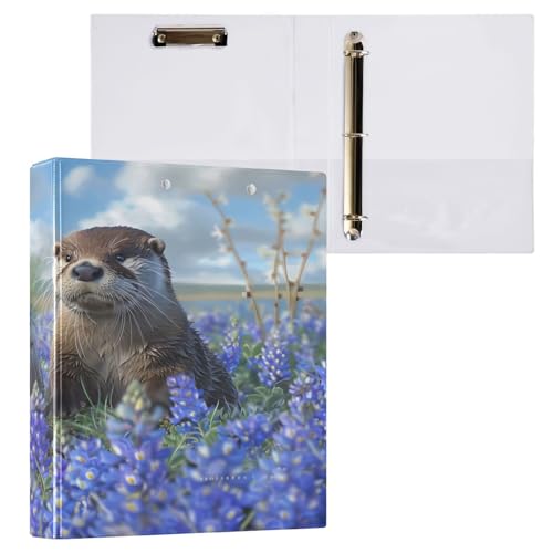 Ringbuch mit 3 Ringen, 3,8 cm, mit Klemmbrett für Schul-/Bürobedarf, zwei Otter, Aktenordner, Organizer, hält 200 Blatt, mit Innentaschen von OWFKAY