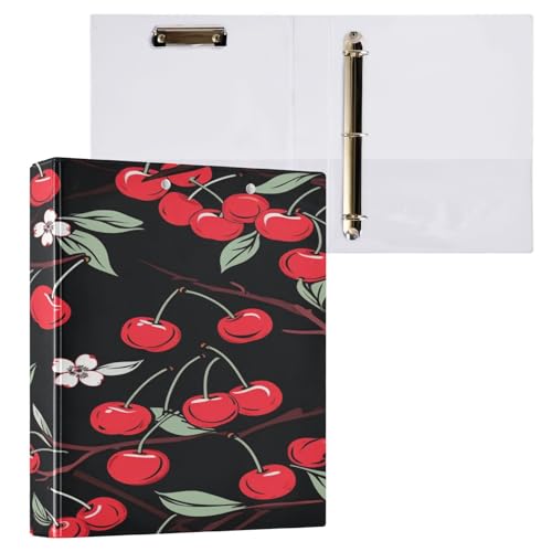 Ringbuch mit 3 Ringen, 3,8 cm, mit Klemmbrett für Schul- und Bürobedarf, Blume, Kirsche, Ordner, Organizer, hält 200 Blatt mit Innentaschen von OWFKAY