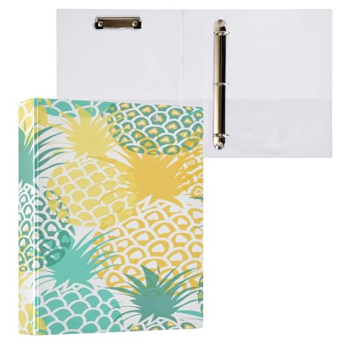 Ringbuch mit 3 Ringen, 3,8 cm mit Klemmbrett für Schul-/Bürobedarf, Ananas-Fruchtfarbe, Aktenordner, Organizer, hält 200 Blatt mit Innentaschen von OWFKAY
