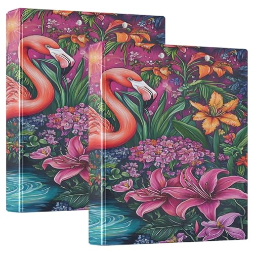 Ringbuch mit 3 Ringen, 3,8 cm mit Klemmbrett für Schul-/Bürobedarf, Flamingo-Blumen, Aktenordner, Organizer, hält 200 Blatt mit Innentaschen, 1 Stück Ringbuch mit 3 Ringen, 3,8 cm mit Klemmbrett für Schul-/Bürobedarf, Flamingo-Blumen, Aktenordner, Organizer, hält 200 Blatt mit Innentaschen, 1 Stück von OWFKAY