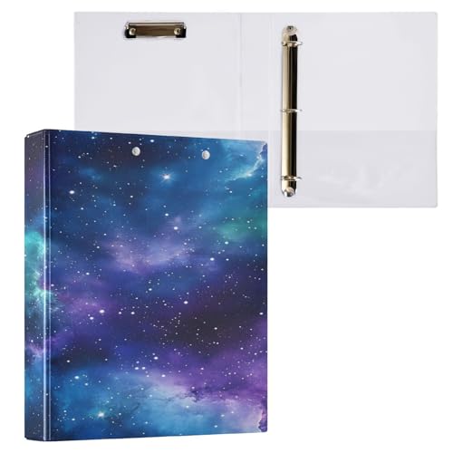 Ringbuch mit 3 Ringen, 3,8 cm mit Klemmbrett für Schul-/Bürobedarf, Galaxie-Muster, Aktenordner, Organizer, hält 200 Blatt mit Innentaschen, 1 Stück von OWFKAY