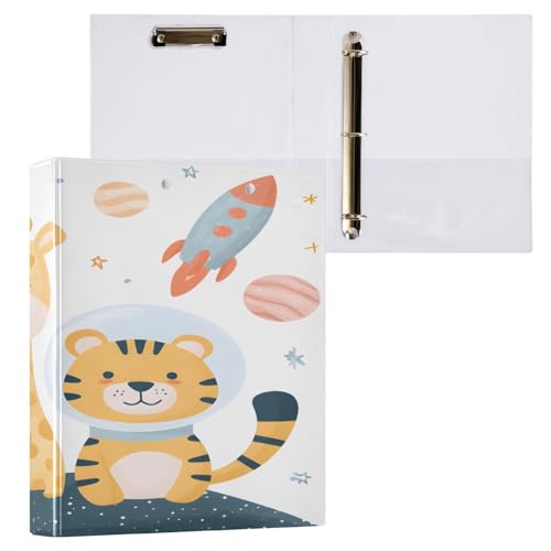 Ringbuch mit 3 Ringen, 3,8 cm mit Klemmbrett für Schul-/Bürobedarf, Giraffe, Tiger, Astronaut, Aktenordner, Organizer, hält 200 Blatt mit Innentaschen, 1 Stück Ringbuch mit 3 Ringen, 3,8 cm mit Klemmbrett für Schul-/Bürobedarf, Giraffe, Tiger, Astronaut, Aktenordner, Organizer, hält 200 Blatt mit Innentaschen, 1 Stück von OWFKAY