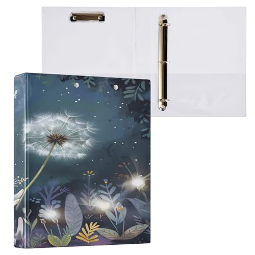 Ringbuch mit 3 Ringen, 3,8 cm mit Klemmbrett für Schul-/Bürobedarf, Kaninchen, Löwenzahn, Ordner, Organizer, hält 200 Blatt mit Innentaschen, 1 Stück von OWFKAY