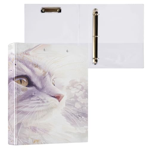 Ringbuch mit 3 Ringen, 3,8 cm mit Klemmbrett für Schul-/Bürobedarf, Katzenfedern, Aktenordner, Organizer, hält 200 Blatt mit Innentaschen, 1 Stück von OWFKAY
