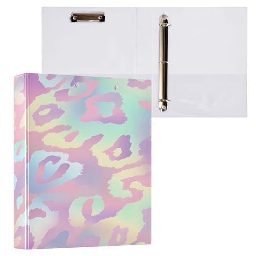 Ringbuch mit 3 Ringen, 3,8 cm mit Klemmbrett für Schul-/Bürobedarf, Laser-Leopardenmuster, Aktenordner, Organizer, hält 200 Blatt mit Innentaschen, 1 Stück von OWFKAY