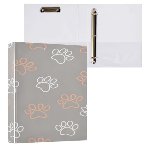 Ringbuch mit 3 Ringen, 3,8 cm mit Klemmbrett für Schul-/Bürobedarf, Linienpfotenmuster, Aktenordner, Organizer, hält 200 Blatt mit Innentaschen, 1 Stück von OWFKAY