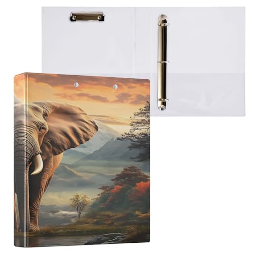 Ringbuch mit 3 Ringen, 3,8 cm mit Klemmbrett für Schul-/Bürobedarf, Majestic Elephant Aktenordner, Organizer, hält 200 Blatt mit Innentaschen, 1 Stück Ringbuch mit 3 Ringen, 3,8 cm mit Klemmbrett für Schul-/Bürobedarf, Majestic Elephant Aktenordner, Organizer, hält 200 Blatt mit Innentaschen, 1 Stück von OWFKAY