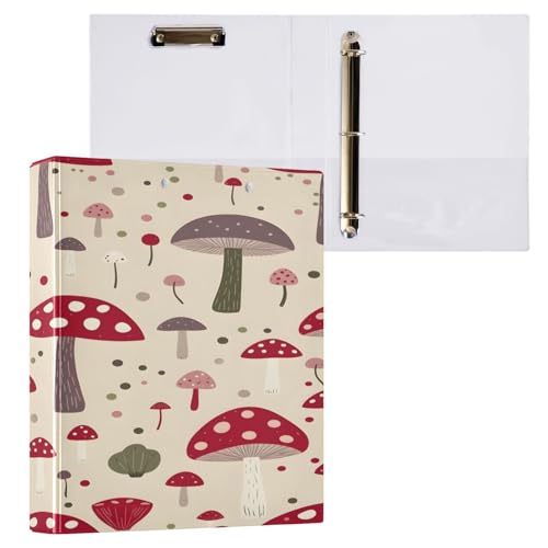 Ringbuch mit 3 Ringen, 3,8 cm mit Klemmbrett für Schul-/Bürobedarf, Pilz-Punkte-Muster, Aktenordner, Organizer, hält 200 Blatt mit Innentaschen, 1 Stück Ringbuch mit 3 Ringen, 3,8 cm mit Klemmbrett für Schul-/Bürobedarf, Pilz-Punkte-Muster, Aktenordner, Organizer, hält 200 Blatt mit Innentaschen, 1 Stück von OWFKAY