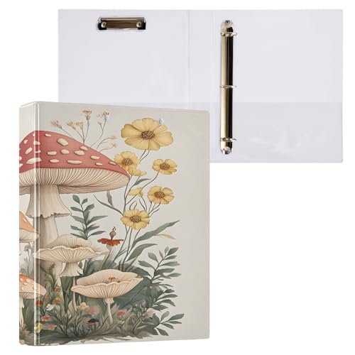 Ringbuch mit 3 Ringen, 3,8 cm mit Klemmbrett für Schul-/Bürobedarf, Pilzfall, Ordner, Organizer, hält 200 Blatt mit Innentaschen, 1 Stück von OWFKAY