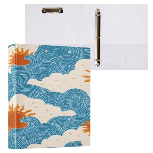 Ringbuch mit 3 Ringen, 3,8 cm mit Klemmbrett für Schul-/Bürobedarf, Sonnenwellen, Muster, Aktenordner, Organizer, hält 200 Blatt mit Innentaschen, 1 Stück Ringbuch mit 3 Ringen, 3,8 cm mit Klemmbrett für Schul-/Bürobedarf, Sonnenwellen, Muster, Aktenordner, Organizer, hält 200 Blatt mit Innentaschen, 1 Stück von OWFKAY