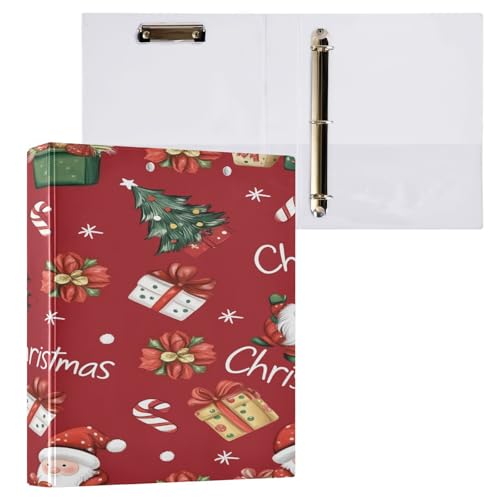 Ringbuch mit 3 Ringen, 3,8 cm mit Klemmbrett für Schul-/Bürobedarf, Weihnachtsbaum, Geschenke, Aktenordner, Organizer, hält 200 Blatt mit Innentaschen, 1 Stück von OWFKAY
