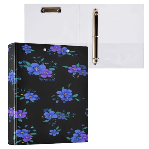 Ringbuch mit 3 Ringen, 3,8 cm mit Klemmbrett für Schul-/Bürobedarf, blaues Blumenmuster, Aktenordner, Organizer, hält 200 Blatt mit Innentaschen, 1 Stück Ringbuch mit 3 Ringen, 3,8 cm mit Klemmbrett für Schul-/Bürobedarf, blaues Blumenmuster, Aktenordner, Organizer, hält 200 Blatt mit Innentaschen, 1 Stück von OWFKAY