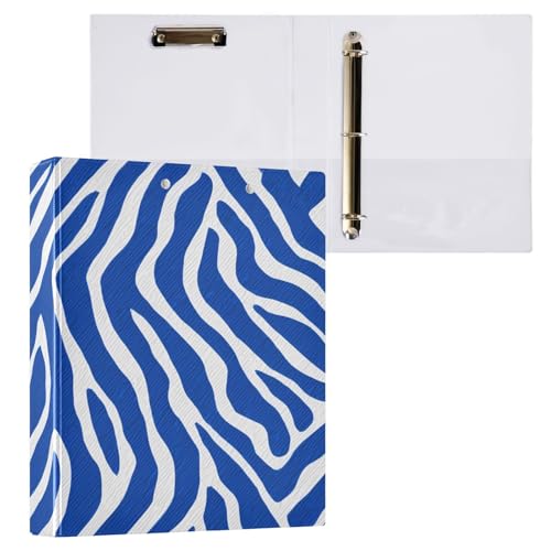 Ringbuch mit 3 Ringen, 3,8 cm mit Klemmbrett für Schul-/Bürobedarf, blaues Zebramuster, Aktenordner, Organizer, hält 200 Blatt mit Innentaschen, 1 Stück von OWFKAY