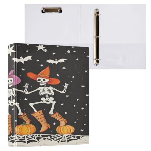Ringbuch mit 3 Ringen, 3,8 cm mit Klemmbrett für Schul-/Bürobedarf, drei Skelette, Aktenordner, Organizer, hält 200 Blatt mit Innentaschen, 1 Stück von OWFKAY
