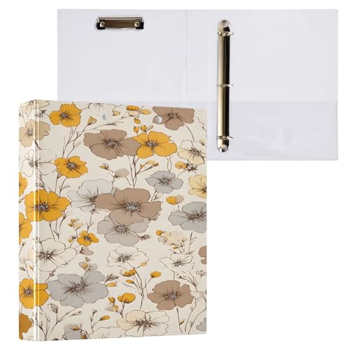 Ringbuch mit 3 Ringen, 3,8 cm mit Klemmbrett für Schul-/Bürobedarf, elegantes Blumenmuster, Aktenordner, Organizer, hält 200 Blatt mit Innentaschen, 1 Stück von OWFKAY