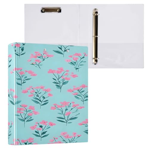 Ringbuch mit 3 Ringen, 3,8 cm mit Klemmbrett für Schul-/Bürobedarf, rosa Blumen, Aktenordner, Organizer, hält 200 Blatt mit Innentaschen, 1 Stück von OWFKAY