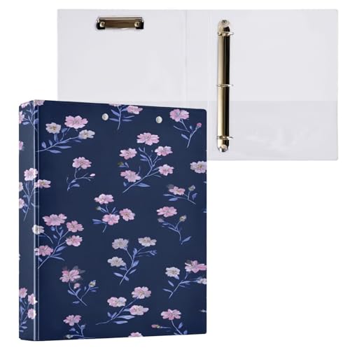 Ringbuch mit 3 Ringen, 3,8 cm mit Klemmbrett für Schul-/Bürobedarf, rosa Blumenmuster, Aktenordner, Organizer, hält 200 Blatt mit Innentaschen, 1 Stück von OWFKAY