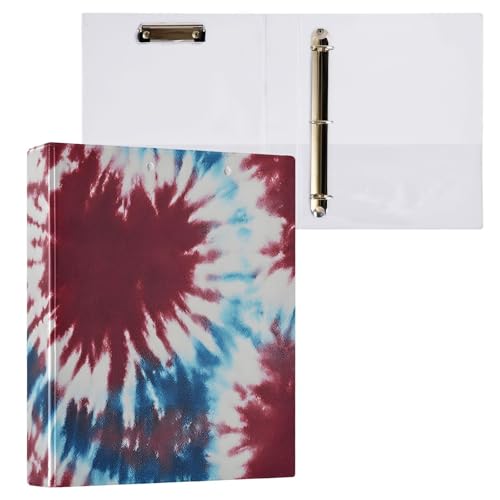 Ringbuch mit 3 Ringen, 3,8 cm mit Klemmbrett für Schul-/Bürobedarf, rotes Batikmuster, Aktenordner, Organizer, hält 200 Blatt mit Innentaschen, 1 Stück von OWFKAY