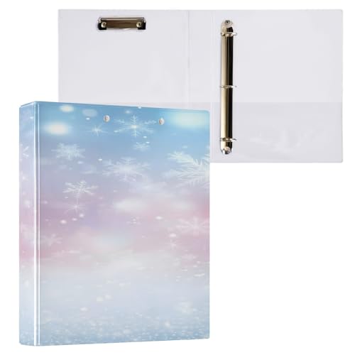 Ringbuch mit 3 Ringen, 3,8 cm mit Klemmbrett für Schul-/Bürobedarf, verträumter Farbverlauf, Schneeflocken, Aktenordner, Organizer, hält 200 Blatt mit Innentaschen, 1 Stück von OWFKAY