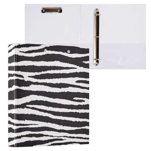 Ringbuch mit 3 Ringen, 3,8 cm mit Klemmbrett für Schul-/Bürobedarf, weißes Zebramuster, Aktenordner, Organizer, hält 200 Blatt mit Innentaschen, 1 Stück von OWFKAY