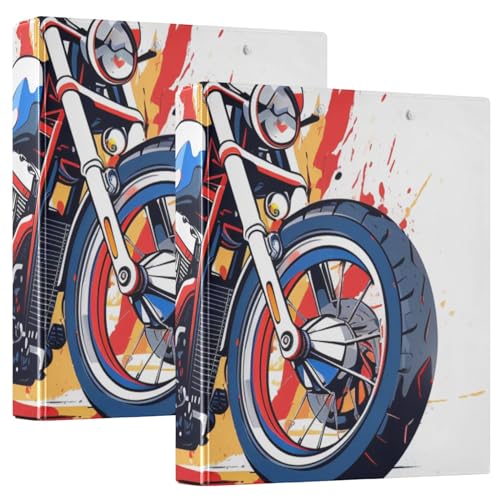 Ringbücher für A4-Größe, Papier, Aquarell, Fahrzeug, Motorrad, Ordner, Organizer für Schule, Büro von OWFKAY