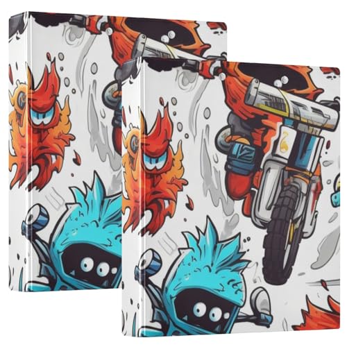 Ringbücher für A4-Größe, Papiermonster, Motorrad, Rennmuster, Ordner, Organizer für Schule, Büro Ringbücher für A4-Größe, Papiermonster, Motorrad, Rennmuster, Ordner, Organizer für Schule, Büro von OWFKAY