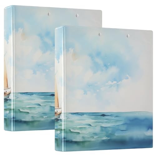Ringbücher für A4-Papier, Segelboot im Meer, Ordner, Organizer für Schule, Büro von OWFKAY