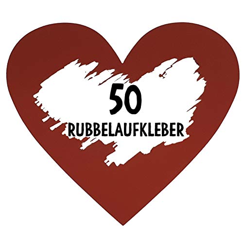 OWLBOOK 50 Rubbel Etiketten Herzen Rot zum Basteln von Rubbelkarten Rubbellose Überraschungen Gutscheinkarten Einladungen Hochzeit oder Verkündung von Schwangerschaft von OWLBOOK