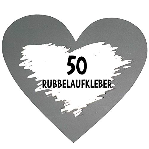 OWLBOOK 50 Rubbel Etiketten Herzen Silber zum Basteln von Rubbelkarten Rubbellose Überraschungen Gutscheinkarten Einladungen Hochzeit oder Verkündung von Schwangerschaft von OWLBOOK