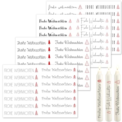 OWLBOOK® Kerzentattoos Weihnachten Kerzen Tattoo Sticker Kerzenfolien Tattoo Folie Kerzensticker Aufkleber I Wasserschiebefolie Rot 4 x Din A5 von OWLBOOK