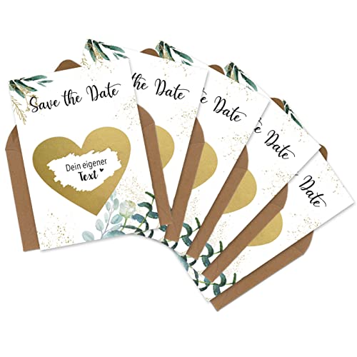 OWLBOOK 5 Rubbelkarten zum selber beschriften - Save the Date - Rubbellos für eigenen Text Geschenke Geschenkideen als Save the Date Karten zur Hochzeit & Verlobung von OWLBOOK